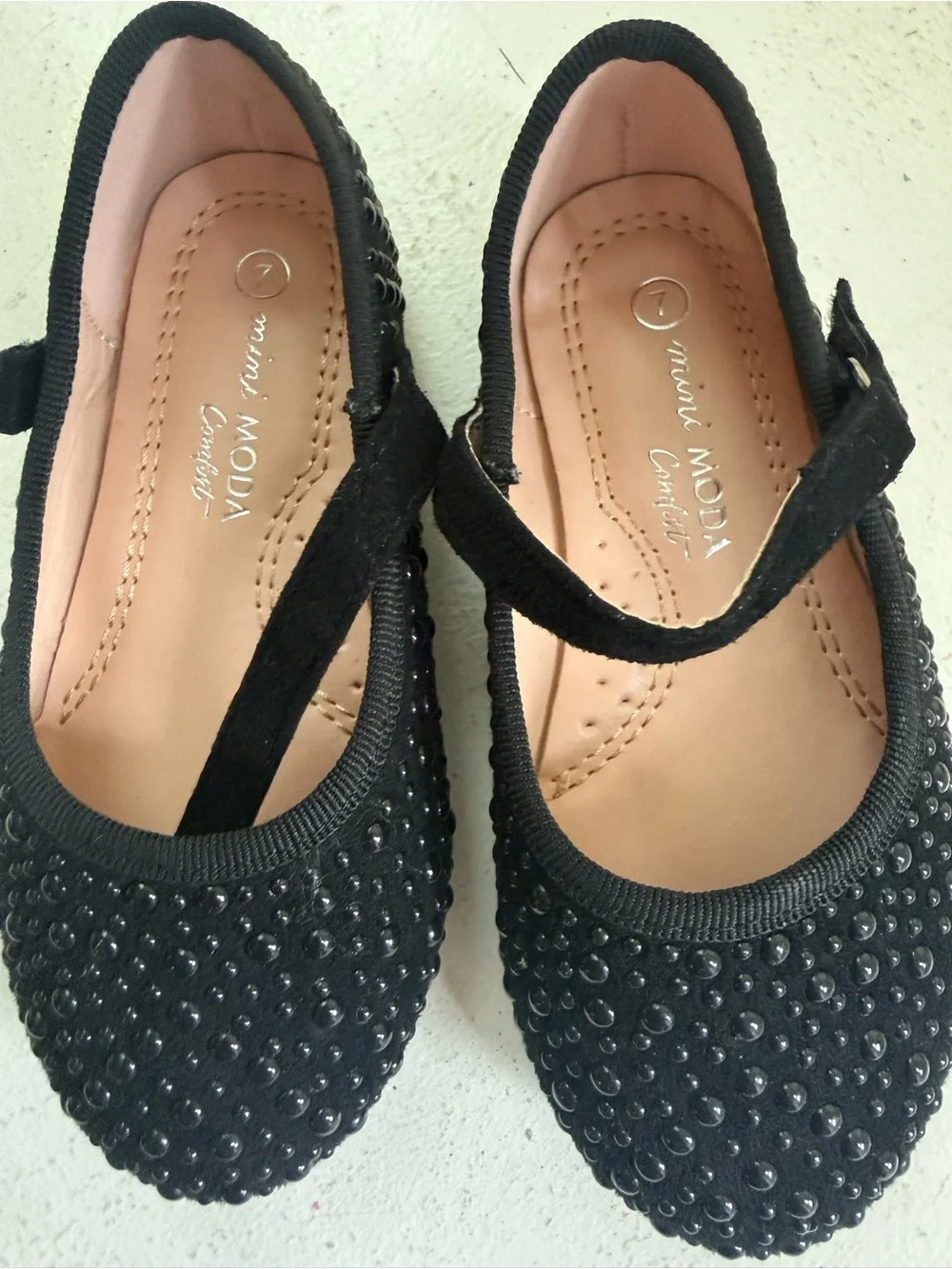 Moda Black Girls Mary Jane Flats with Rhinestone Studs